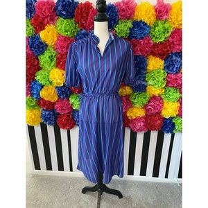 Vintage 80s multicolored v-neck. mid dress